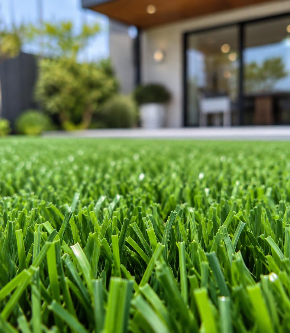 Close-up of artificial grass blades